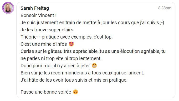 Témoignage Avis Cours LinkedIn VIncent OG